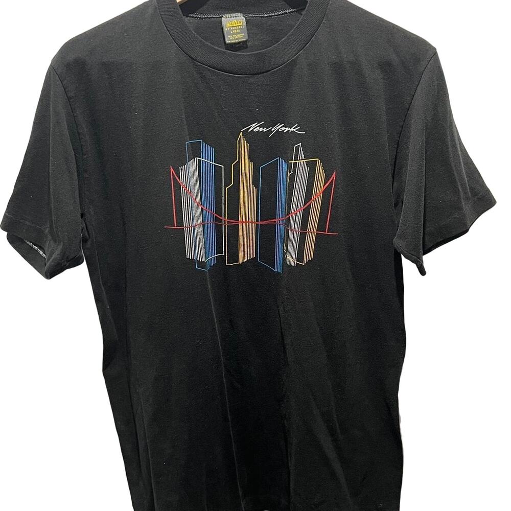 Vintage 80s New York City Skyline Single Stitch Shirt Adult Large